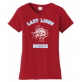 Women's Red Lady Lions Soccer Tee