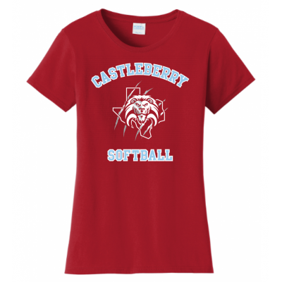 Women's Red Softball Tee