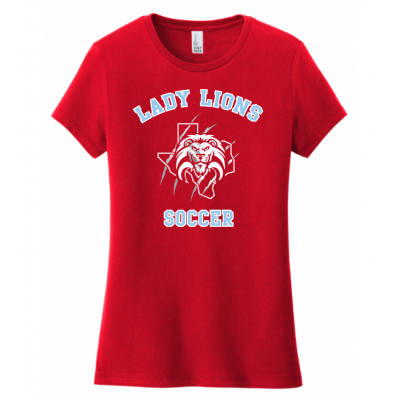 Women's Red Lady Lions Soccer Tee