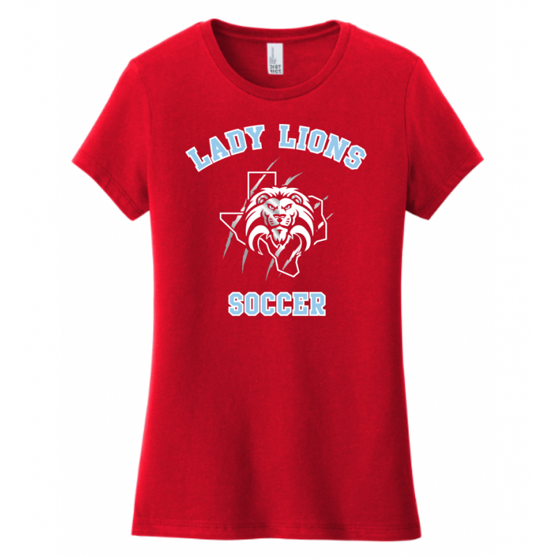 Women's Red Lady Lions Soccer Tee
